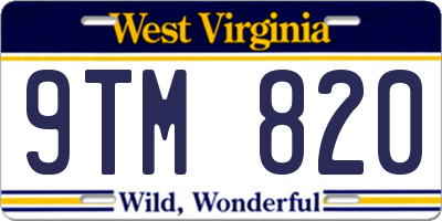 WV license plate 9TM820