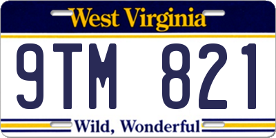 WV license plate 9TM821