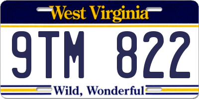 WV license plate 9TM822