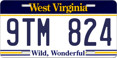 WV license plate 9TM824
