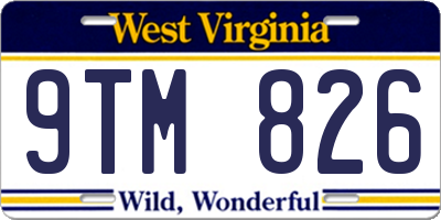 WV license plate 9TM826