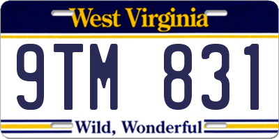WV license plate 9TM831
