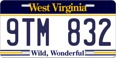 WV license plate 9TM832