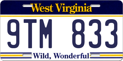 WV license plate 9TM833