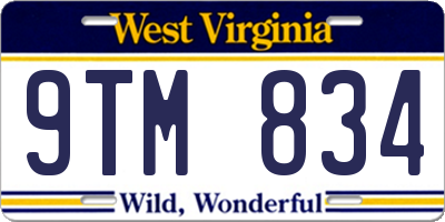 WV license plate 9TM834