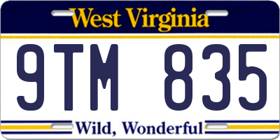 WV license plate 9TM835