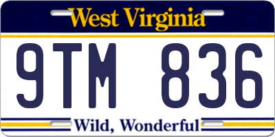 WV license plate 9TM836