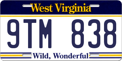 WV license plate 9TM838