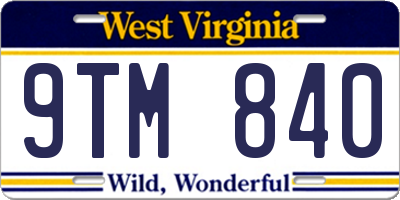 WV license plate 9TM840