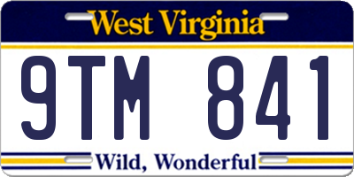 WV license plate 9TM841