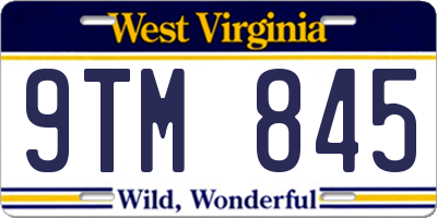 WV license plate 9TM845