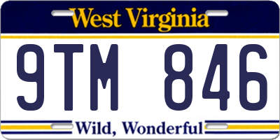 WV license plate 9TM846