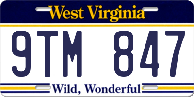 WV license plate 9TM847