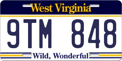WV license plate 9TM848