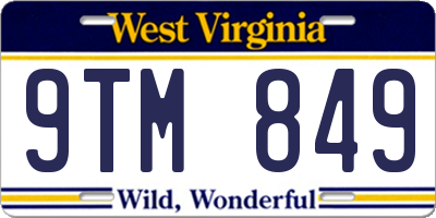 WV license plate 9TM849