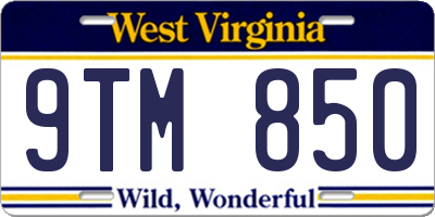 WV license plate 9TM850