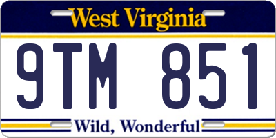 WV license plate 9TM851
