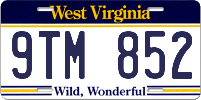WV license plate 9TM852