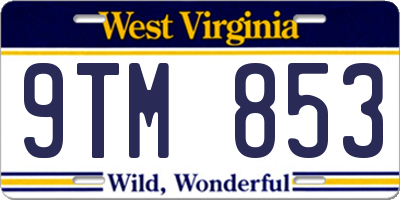 WV license plate 9TM853