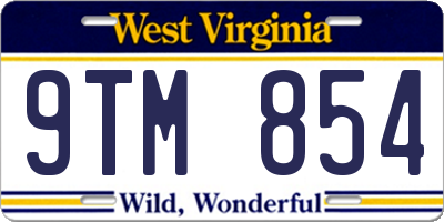WV license plate 9TM854