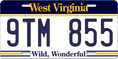 WV license plate 9TM855