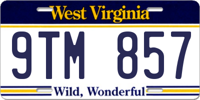 WV license plate 9TM857