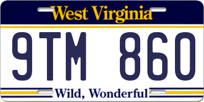 WV license plate 9TM860