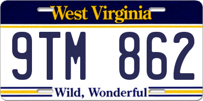 WV license plate 9TM862