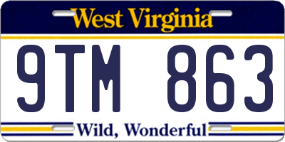 WV license plate 9TM863