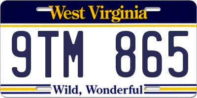 WV license plate 9TM865