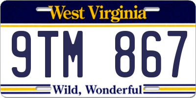 WV license plate 9TM867