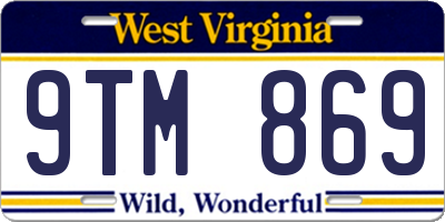 WV license plate 9TM869