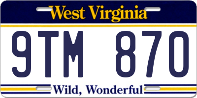 WV license plate 9TM870