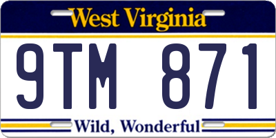 WV license plate 9TM871