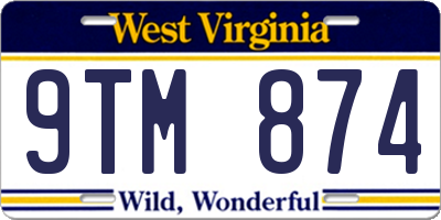 WV license plate 9TM874