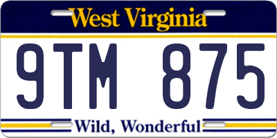 WV license plate 9TM875