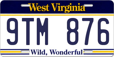 WV license plate 9TM876