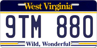 WV license plate 9TM880