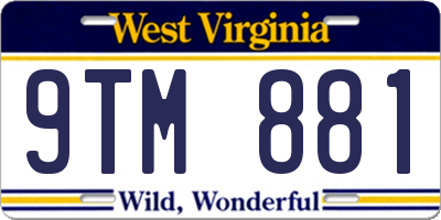 WV license plate 9TM881