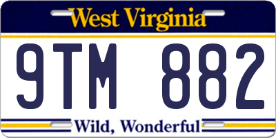 WV license plate 9TM882