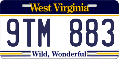 WV license plate 9TM883