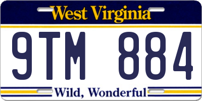WV license plate 9TM884