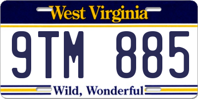 WV license plate 9TM885