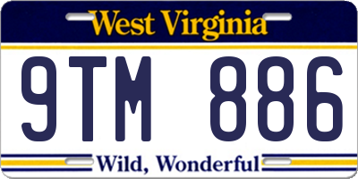 WV license plate 9TM886
