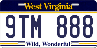 WV license plate 9TM888