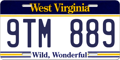 WV license plate 9TM889