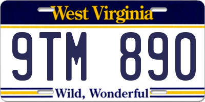 WV license plate 9TM890