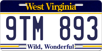 WV license plate 9TM893
