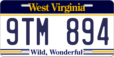 WV license plate 9TM894