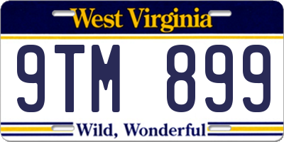 WV license plate 9TM899